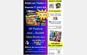 10e Festival des Jeux AILLANT-RECREA'JEUX à AILLANT SUR THOLON 89