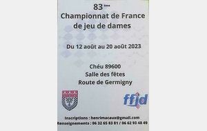 82ème Championnat de France de Jeu de Dames à Chéu 89
