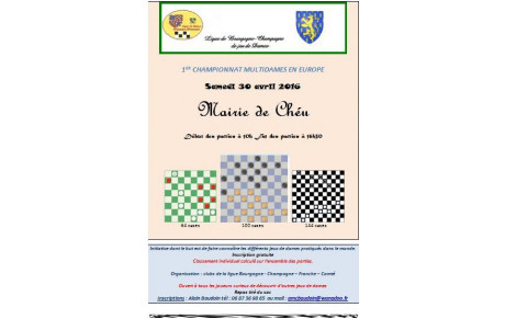 1er Championnat multi Jeu de Dames : 64 + 100 + 144