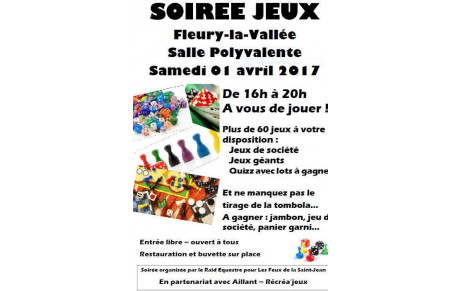 Jouez de 16h à 20h à Fleury la Vallée samedi 1er avril avec AILLANT-RECREA'JEUX