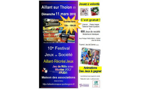 Animations AILLANTRECREAJEUX  2018 : les dates au calendrier 