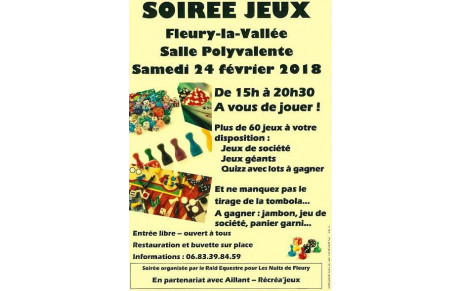 Après-midi Jeux de société à Fleury la Vallée samedi 24 février 2018